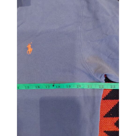 POLO Ralph Lauren Vintage Men's Cotton Blue Polo Orange Logo. Sz Medium - Picture 8 of 11